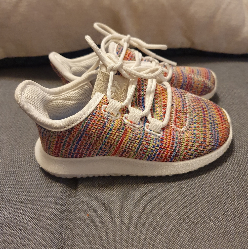 Multi-colored Rainbow Adidas running sneakers